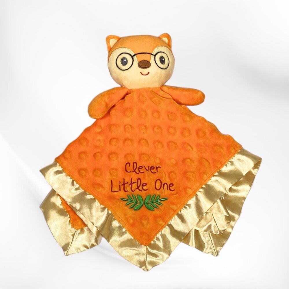 Baby Starters Fox Lovey Security Blanket Rattle Clever Little One Orange Satin